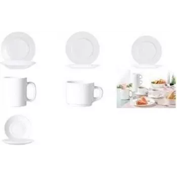 Esmeyer Arcoroc EVERYDAY Suppenteller, 225 mm, Weißes Hartglas, 6er-Set (384-3101)
