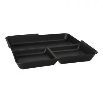 PAPSTAR Circulware Mehrweg-Tablett, rechteckig, 3 Fächer, schwarz, Polypropylen mit 30% mineralischen Füllstoffen, 1 Stück (97023)