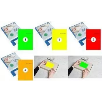 RILLPRINT B84322 Fluoreszierende Etiketten 105 x 148 mm Orange Selbstklebend für Tintenstrahl-, Laser- und Farblaserdrucker (1 Packung)