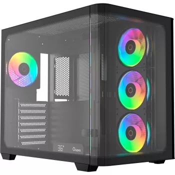 Ocypus Iota C70 Curve ARGB Digital Schwarz Mid-Tower Gehäuse, 270° Panorama-Tempered-Glas