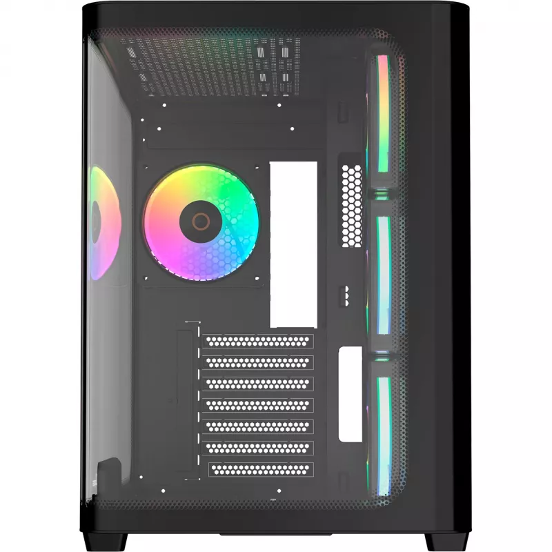 Ocypus Iota C70 Curve ARGB Digital Schwarz Mid-Tower Gehäuse, 270° Panorama-Tempered-Glas