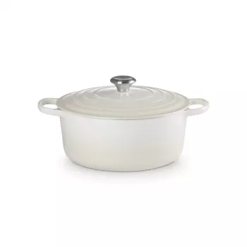 LE CREUSET Runder Bräter aus emailliertem Gusseisen 34cm 12L Creme