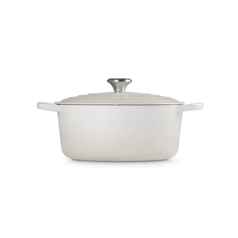 LE CREUSET Runder Bräter aus emailliertem Gusseisen 34cm 12L Creme