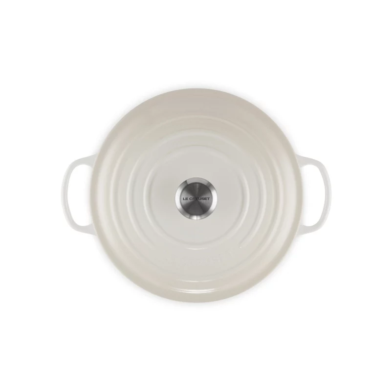 LE CREUSET Runder Bräter aus emailliertem Gusseisen 34cm 12L Creme