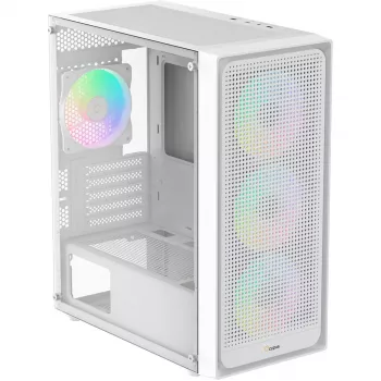 Ocypus Gamma C50 ARGB Weißes Mid-Tower PC-Gehäuse, gehärtetes Glas, 3x ARGB-Lüfter