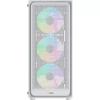 Ocypus Gamma C50 ARGB Weißes Mid-Tower PC-Gehäuse, gehärtetes Glas, 3x ARGB-Lüfter