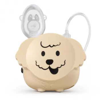 Flaem Nuova Puppy Kompressor-Vernebler - Pädiatrisches Inhalationssystem mit RF5-Vernebler, Erwachsenen- und Kindermaske, Mundstück, Nasenstück, Luftschlauch, Luftfilter, Verneblungsrate 0,35 ml/min, 2,6 µm MMAD, Geräuschpegel 55 dB, 230V