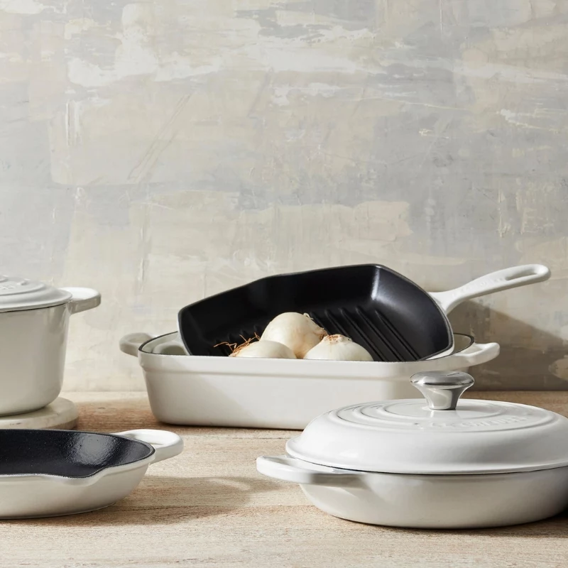 Le Creuset Gusseisen quadratische Grillpfanne 26x26cm Weiß