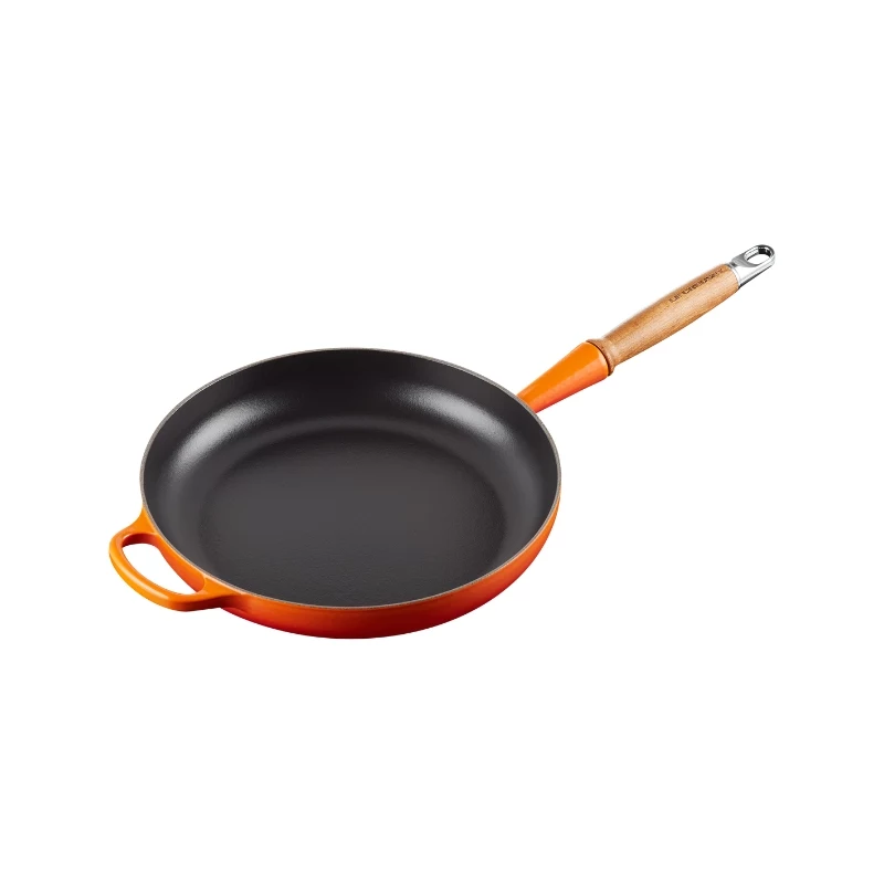 Le Creuset Gusseisen-Bratpfanne mit Holzgriff 28 cm Volcanic Orange