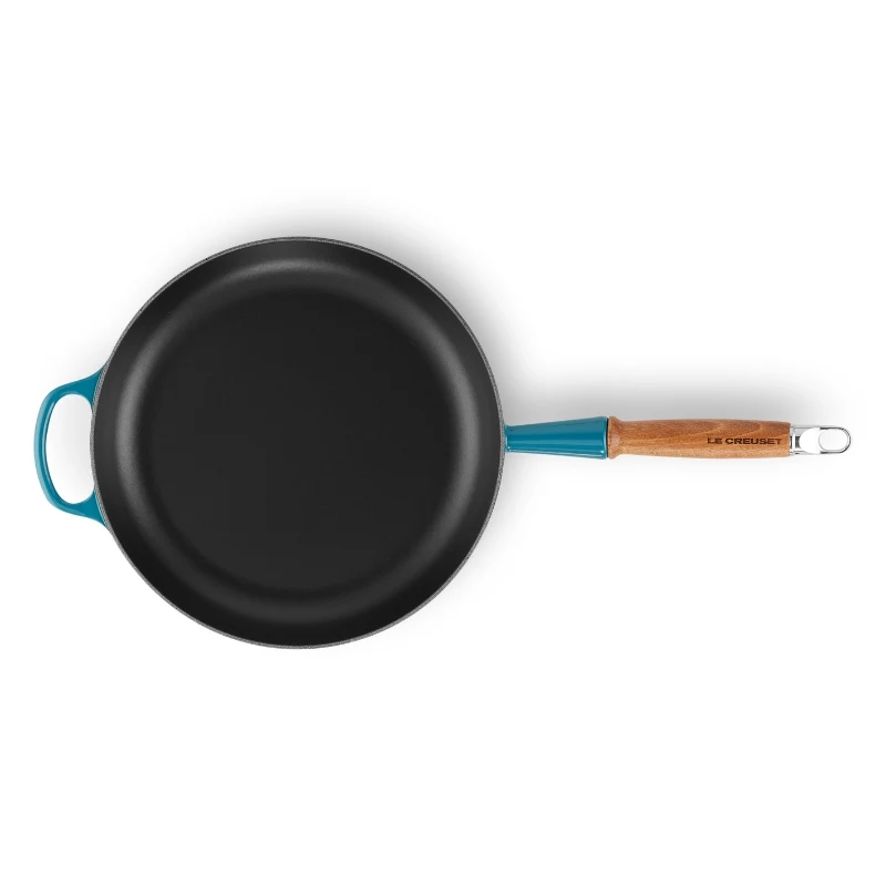 LE CREUSET Gusseisenpfanne mit Holzgriff Ø28cm Blau