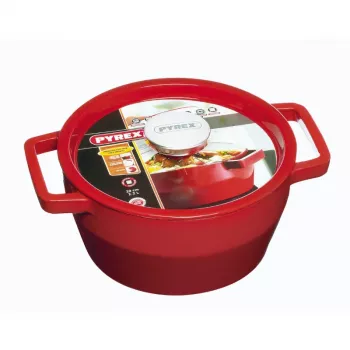 Pyrex Gusseisen runde Auflaufform 2,2L Ø20cm Rot