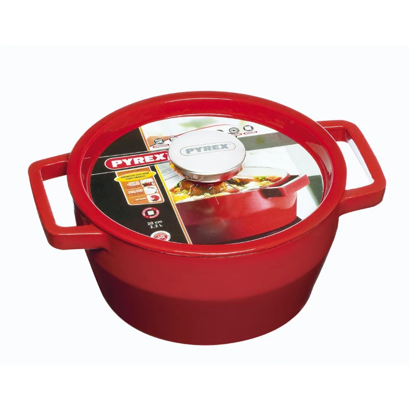 Pyrex Gusseisen runde Auflaufform 2,2L Ø20cm Rot