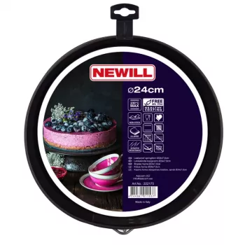 NEWILL Springform-Kuchenform Ø24x7,6 cm Schwarz Antihaft-Beschichtung Kohlenstoffstahl