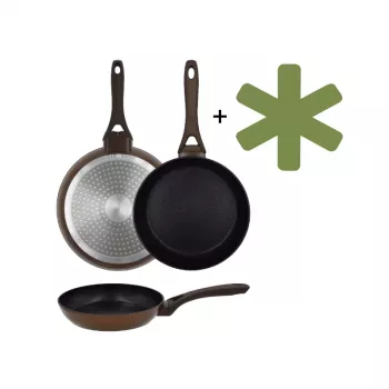 NEWILL Natura 24 cm Induktions-Bratpfanne mit Schutzrand, Braun