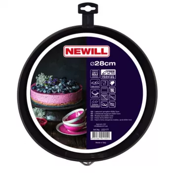 NEWILL Springform-Kuchenform Ø28x7,6 cm Schwarz Antihaft-Beschichtung Kohlenstoffstahl