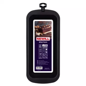 NEWILL Kastenbackform 25x11x6,4 cm Schwarz Antihaft-Backform aus Kohlenstoffstahl