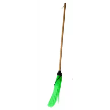 HORTUS Runder grüner Besen mit Holzstiel