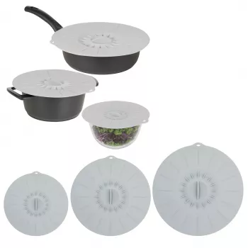 ASI COLLECTION Silikon-Deckel-Set mit 3 Ø20/26/30cm Grau