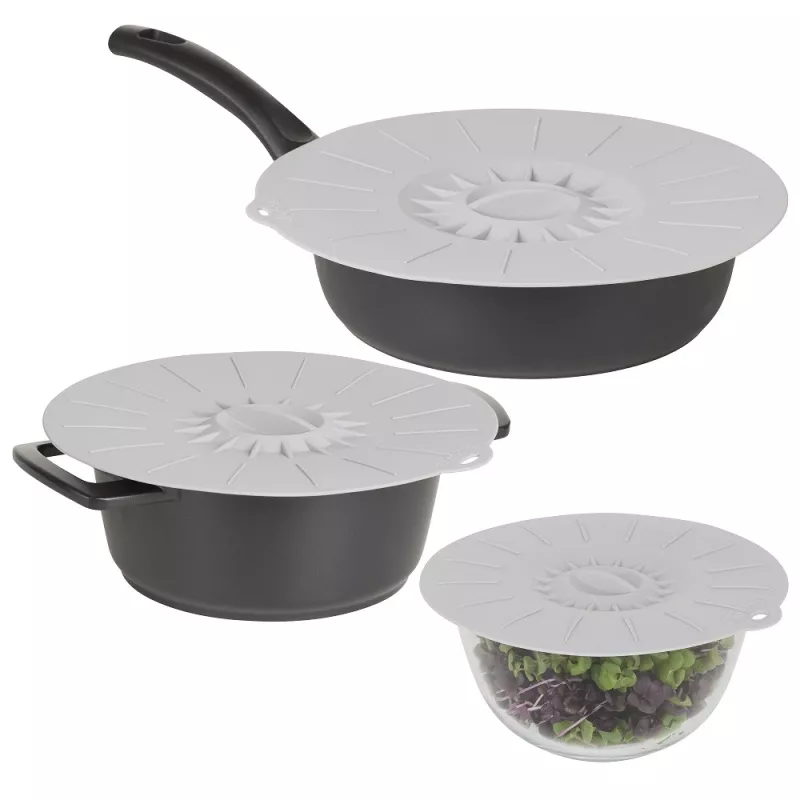 ASI COLLECTION Silikon-Deckel-Set mit 3 Ø20/26/30cm Grau