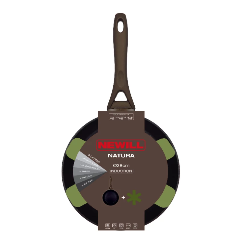 NEWILL Natura Bratpfanne Ø28 cm Induktion Braun mit Spritzschutz