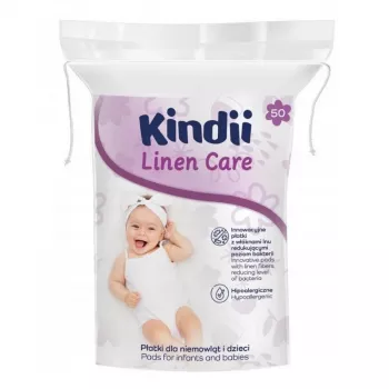 Kindii Linen Care Wattepads für Babys, hypoallergen, dermatologisch getestet, 50 Stück