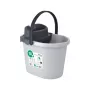 ECO EGO Ovaler Eimer mit flachem Druckknopf-Wringer, 10 L, Grau/Grün, Polypropylen