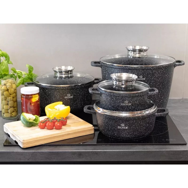 Zilner Marble 17-teiliges Kochgeschirr-Set Schwarz ZL-8636
