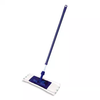 YORK Smart Flat Mop Brush 45x15 cm mit Teleskopstiel 74-130 cm, Mikrofaser, Grau/Blau