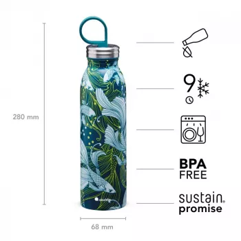 Aladdin X Naito Chilled Thermavac 0,55L Edelstahl Thermoflasche Goldfish Green
