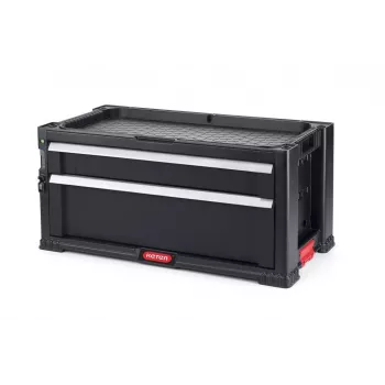 KETER DIY Werkzeugkiste mit 2 Schubladen, 56,2 x 28,9 x 26,2 cm, Schwarz/Rot