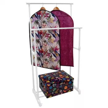 ORDINETT Deluxe Double White 88x43x98-175cm vertikaler Wäscheständer