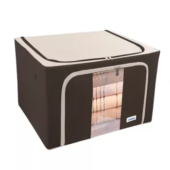 ORDINETT Stoffbox L 50x40x32 cm sortiert – Faltbare Aufbewahrungsbox mit Deckel und Griffen, 64 L