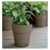 STEFANPLAST Ethica Blumentopf mit Untersetzer, 25x25 cm, Braun, 8,5 L, Recycling-Kunststoff