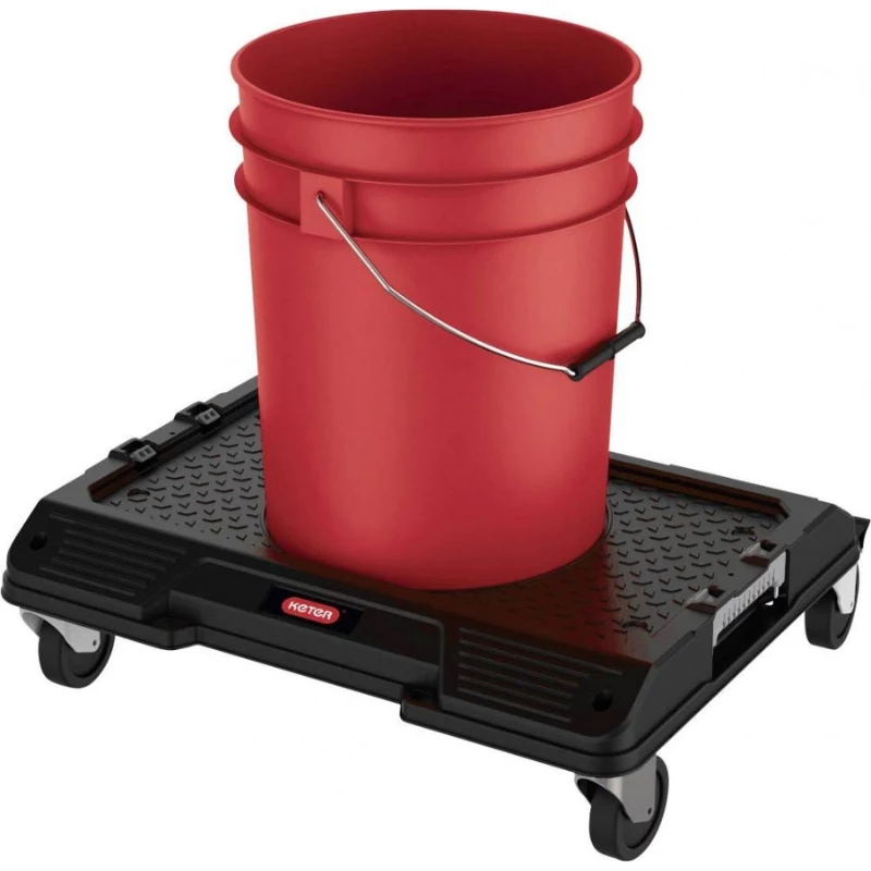 KETER DIY Connect Transportwagen 55,7x43,7x16,4 cm, Schwarz/Rot, IP54, 30 kg Traglast