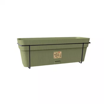 STEFANPLAST Balkonset mit automatischem Bewässerungssystem und Metallhalterung 50x18x17 cm Grün