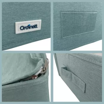 ORDINETT Rechteckige Aufbewahrungsbox mit Reißverschluss 42x32x14 cm Minze