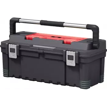 KETER DIY Hawk Werkzeugkoffer 26 mit Organizer, 66 x 28,7 x 26,6 cm, Schwarz/Rot