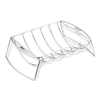 Weber Original Rib Rack für 5 Rippchen-Roste, plattierter Stahl, Silber, 434,3 x 266,7 x 111,8 mm, kompatibel mit Q 200/2000 und größeren Gasgrills, Spirit, Genesis, Summit, Smokey Mountain Cooker 47cm+ 6469