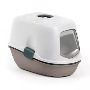 STEFANPLAST Furba Top Chic geschlossene Katzen-Toilette, Weiß/Hellgrau, 58,5x39,4x42,7 cm