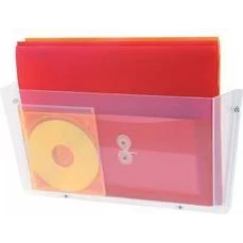 deflecto DocuPocket Wand-Broschürenhalter, DIN A4 Querformat, splitterfestes, glasklares Kunststoff, 1 Stück (63201)