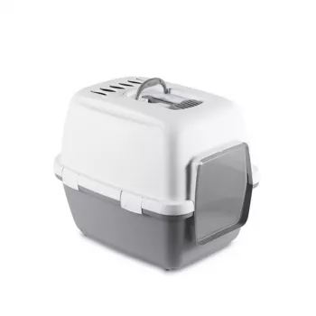 STEFANPLAST Cathy Comfort Geschlossene Katzen-Toilette 58x45x48 cm Weiß/Grau
