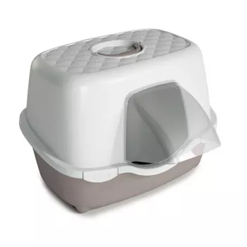 STEFANPLAST Katzentoilette Tres Chic Outdoor 56x54,5x39cm Weiß/Hellgrau