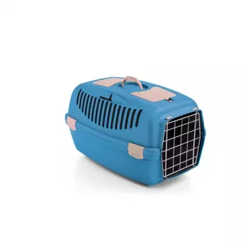 STEFANPLAST Gulliver 2 Transportbox für Haustiere mit Metalltür 55x36x35 cm Blau