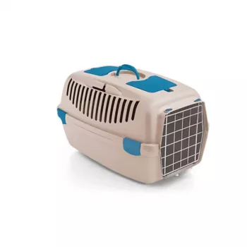STEFANPLAST Gulliver 3 Transportbox für Haustiere mit Metalltür 61x40x38 cm Weißer Travertin