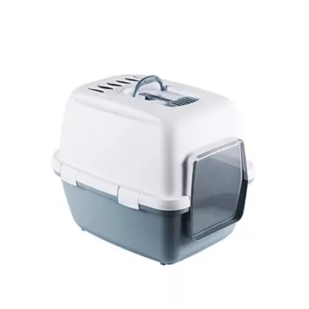 STEFANPLAST Cathy Comfort Hauben-Katzenklo 58x45x48 cm Weiß/Blau