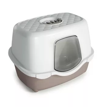 STEFANPLAST Katzenklo Tres Chic Indoor Filter, 56x39x39 cm, Weiß/Hellgrau