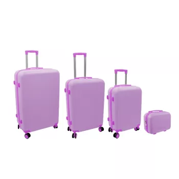 ORDINETT 4-teiliges Hartschalen-Kofferset 98L/60L/43L/15L Pink