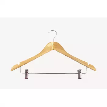 ORDINETT Holzkleiderbügel mit Clips, 2er-Pack, 44,5 cm, Naturbuche