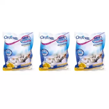 ORDINETT Feuchtigkeitsabsorber-Nachfüllpackung, 3 x 450 g, Zitrone