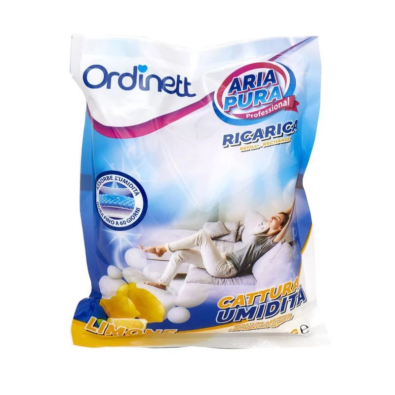 ORDINETT Feuchtigkeitsabsorber-Nachfüllpackung, 3 x 450 g, Zitrone